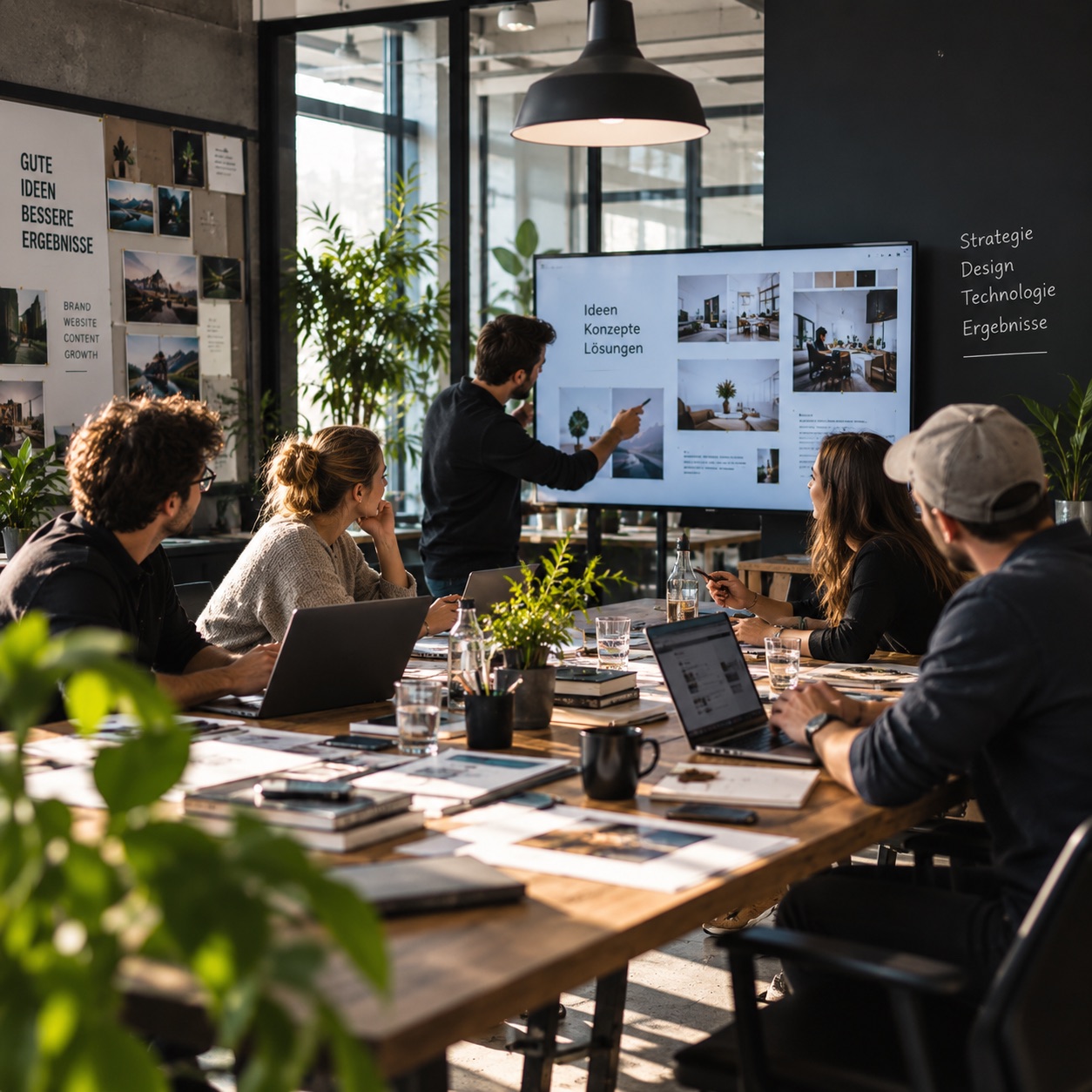Team bei der Arbeit an einem Projekt